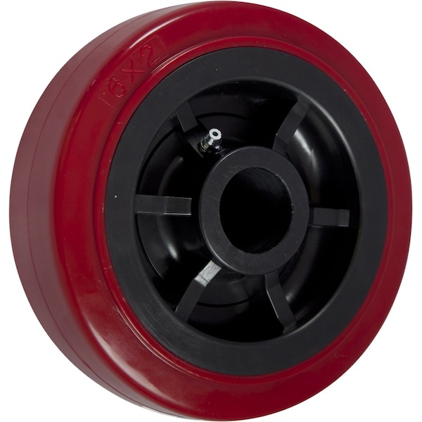 8"x2" RED POLYURETHANE ON BLACK POLYOLEFIN CORE, 900 lbs Capacity
